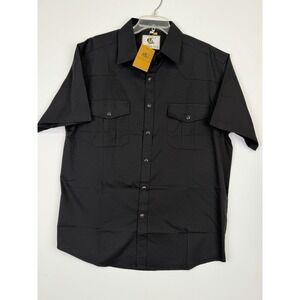 Coevals Club Pearl Snap Shirt Men's Large Black Short Sleeve Western